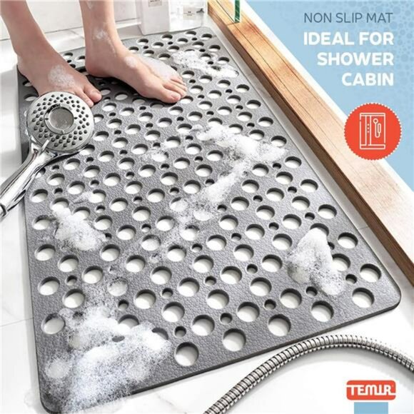 Non Slip Bath Mat for Shower Tub with Suction Cups Washable Gray 30x17 Inches - Picture 4 of 7